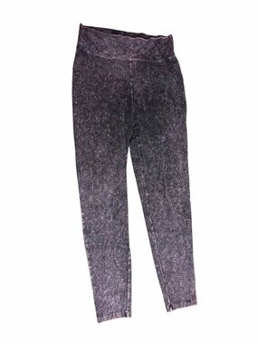Zenana Signature Tie-Dye Leggings in Black and Purple Accents